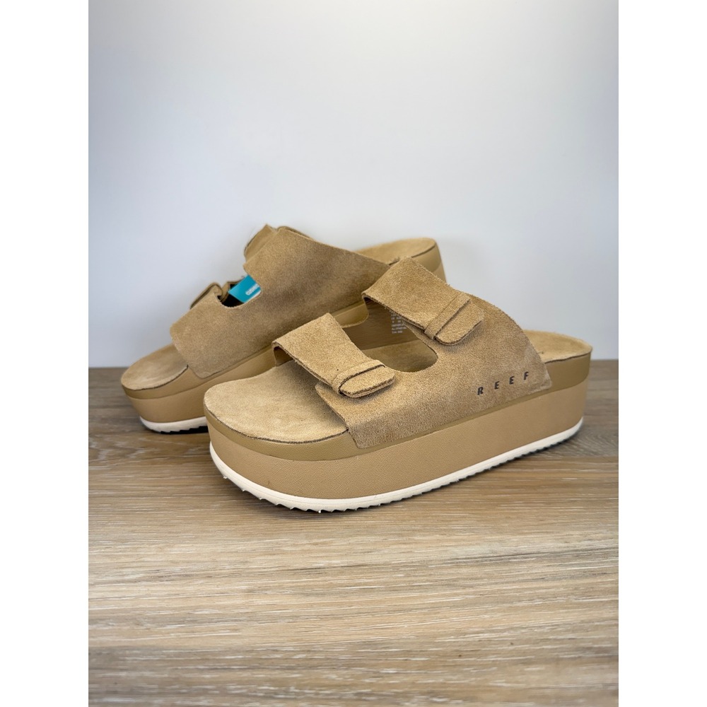 Reef Ojai Two Bar Women's Size 9 Starfish Taupe Suede Platform Sandals NWT